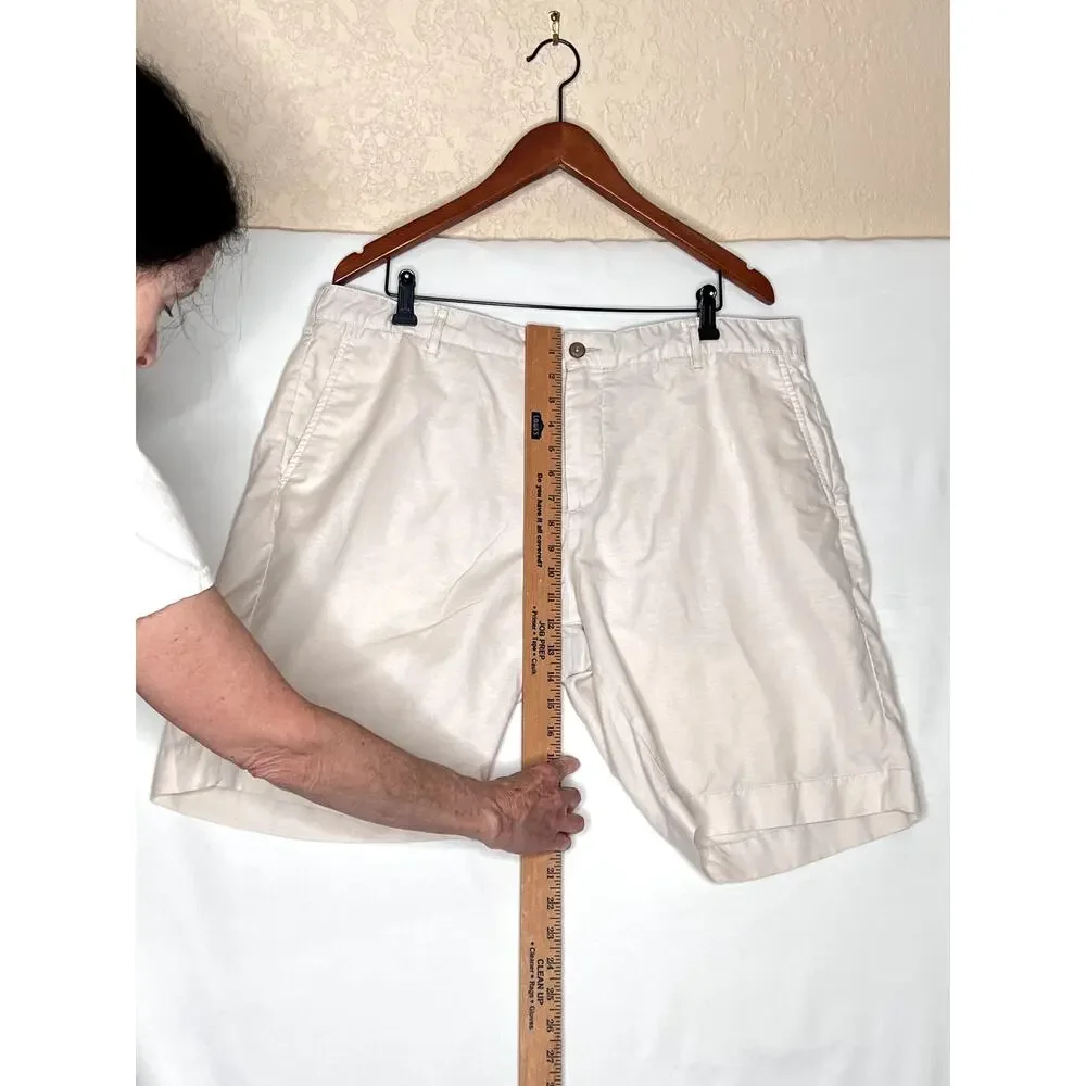 Faherty mens size 38 shorts cream linen/cotton golf cruise wear timeless